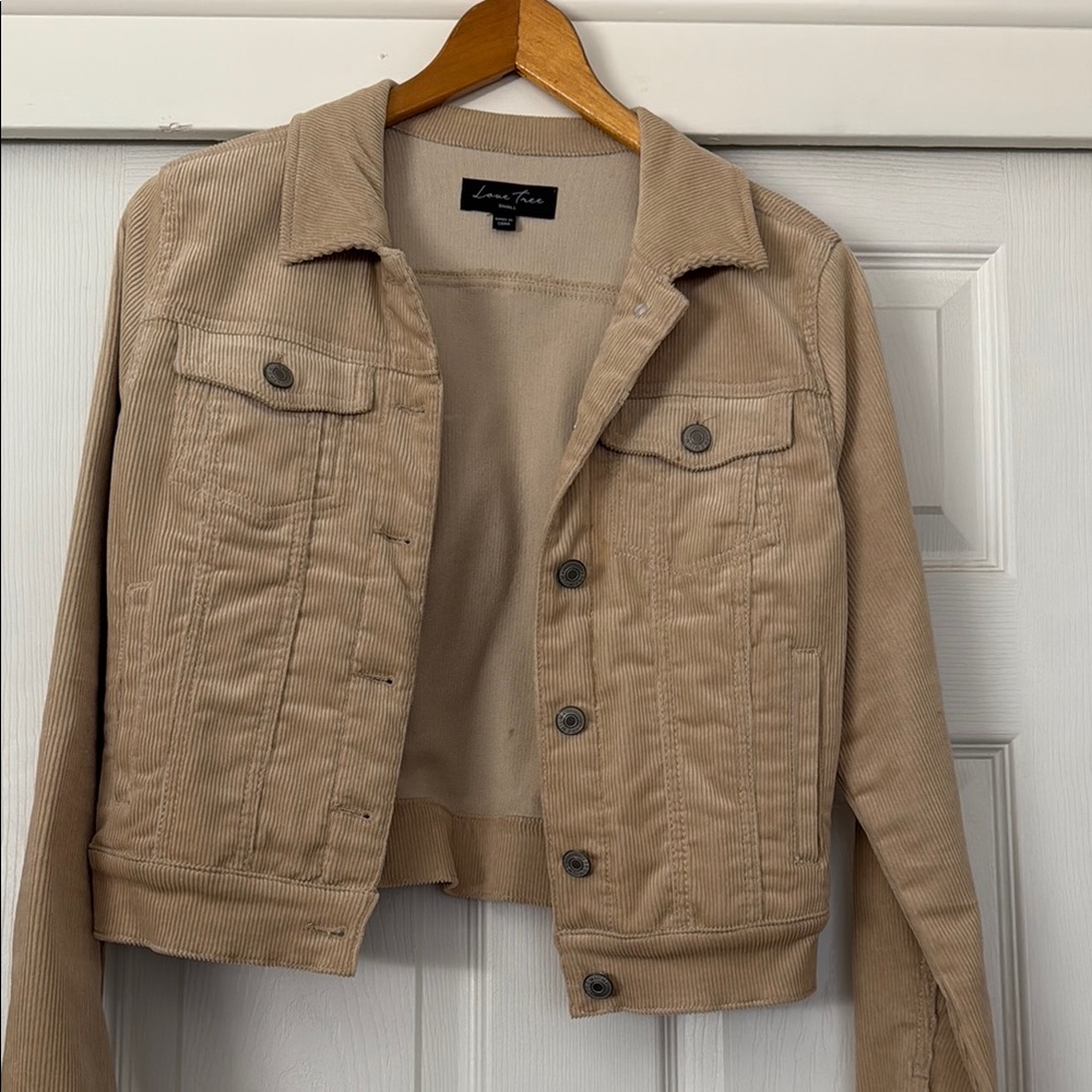 Love Tree Tan Jean Jacket Cropped Denim Style